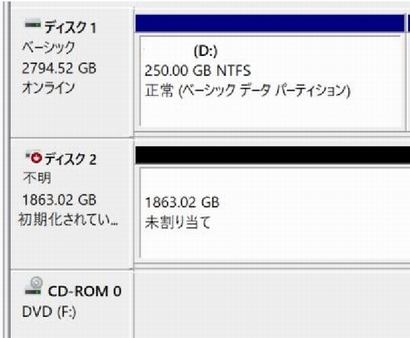 パーティション（区画）が無い